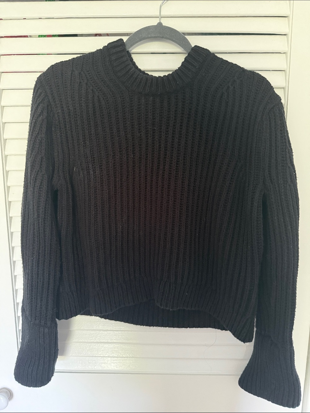 JCrew 100% cotton Classic Black Ribbed Crewneck Sweater - Women